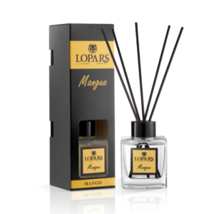 Lopars Mango 100 ml bambu çubuklu oda kokusu şişesi, tropikal meyve aromalı lüks ortam kokusu.