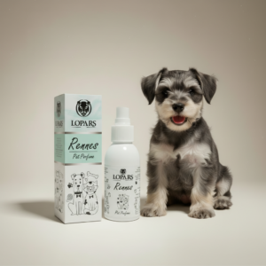 LOPARS Rennes 100 ml köpek kötü koku giderici pet parfümü beyaz arka plan profesyonel ürün çekimi