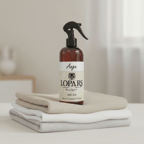 LOPARS Melek 500 ml tekstil parfümü beyaz arka plan profesyonel ürün çekimi