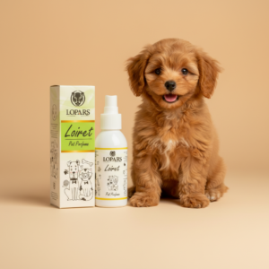 LOPARS Loiret 100 ml köpek kötü koku giderici pet parfümü beyaz arka plan profesyonel ürün çekimi