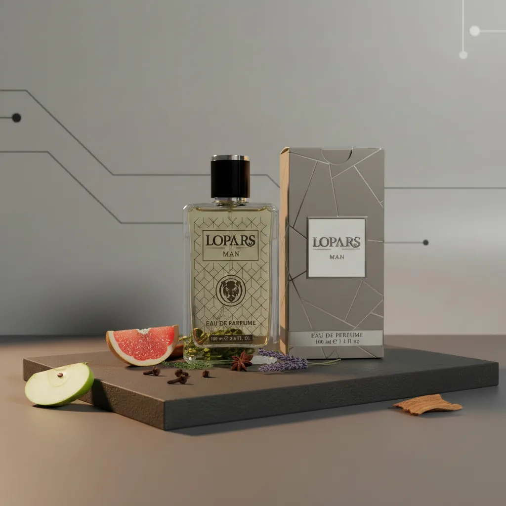 Lopars L-199 ferah aromatik erkek parfümü premium EDP şişesi