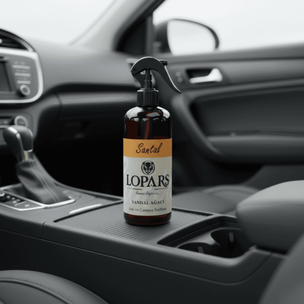 LOPARS Sandal Ağacı 500 ml araç parfümü beyaz arka plan profesyonel ürün çekimi