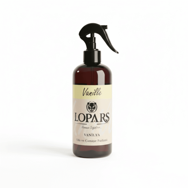LOPARS Vanilya 500 ml sprey oda parfümü beyaz arka plan profesyonel ürün fotoğrafı