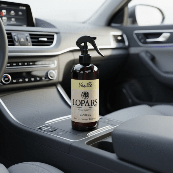 LOPARS Vanilya 500 ml araç parfümü beyaz arka plan profesyonel ürün çekimi