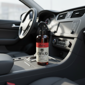 LOPARS Amber 500 ml araç parfümü beyaz arka plan profesyonel ürün çekimi