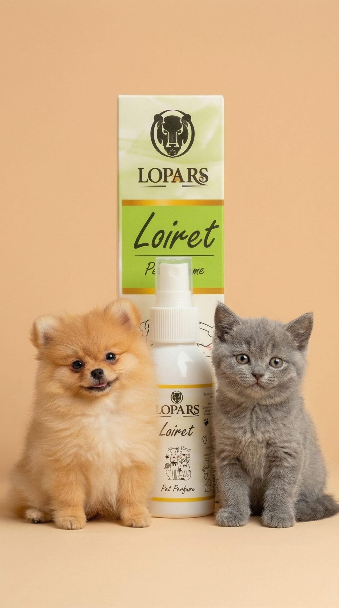 Lopars Loiret kedi ve köpek pet parfümü 100 ml, evcil hayvanların tüylerinde hoş ve ferah bir koku bırakır. Günlük bakım için pratik ve güvenli bir pet parfüm çözümü sunar.