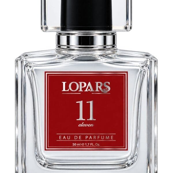 LOPARS 11 unisex parfüm 50 ml Eau de Parfum şişesi, kırmızı etiketli tasarım