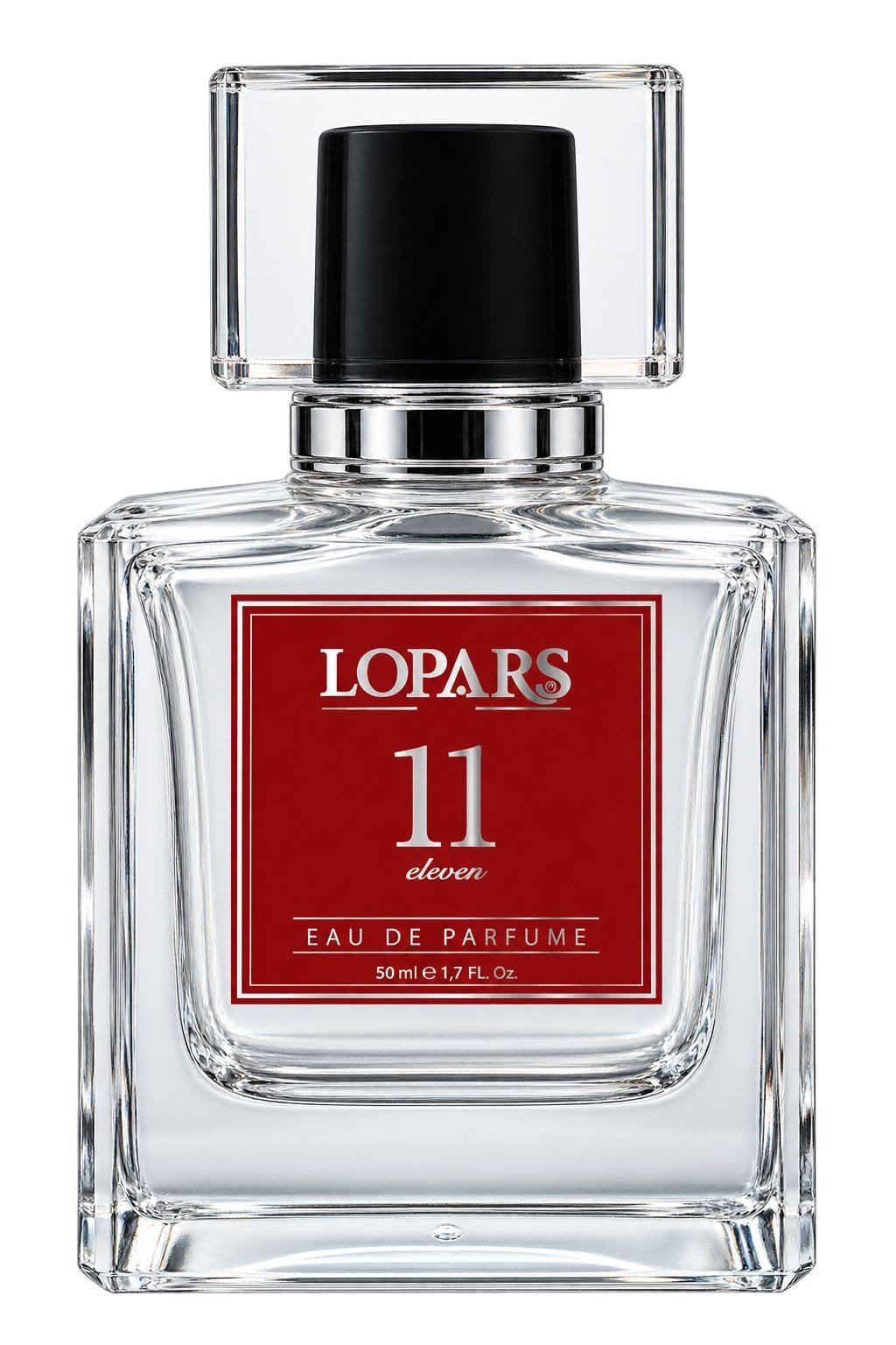 LOPARS 11 unisex parfüm 50 ml Eau de Parfum şişesi, kırmızı etiketli tasarım