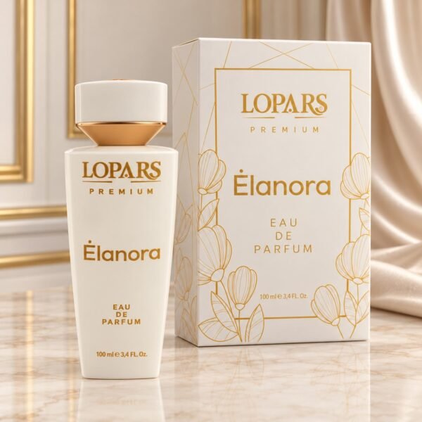 Lopars Premium Elanora 100 ml kadın EDP parfüm şişesi ve kutusu